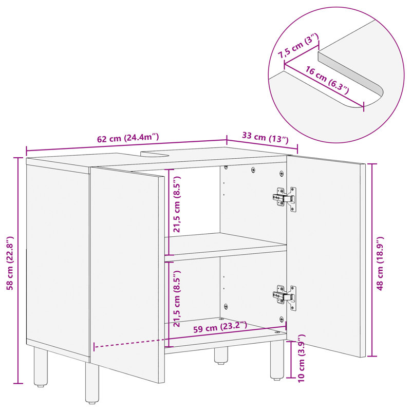 62mm Single Bathroom Vanity with Basin