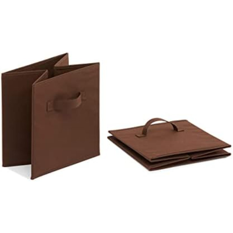 Cube Organizer Storage Bins Handles, Collapsible Fabric, Pack Of 6, 10.5"X10.5"X11", Brown, 10.5" H x 10.5" W x 11" D, Brown