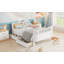 Lit plateforme simple en bois pour enfants, lit simple en bois à profil bas avec rails, blanc-1700022114-1700022124