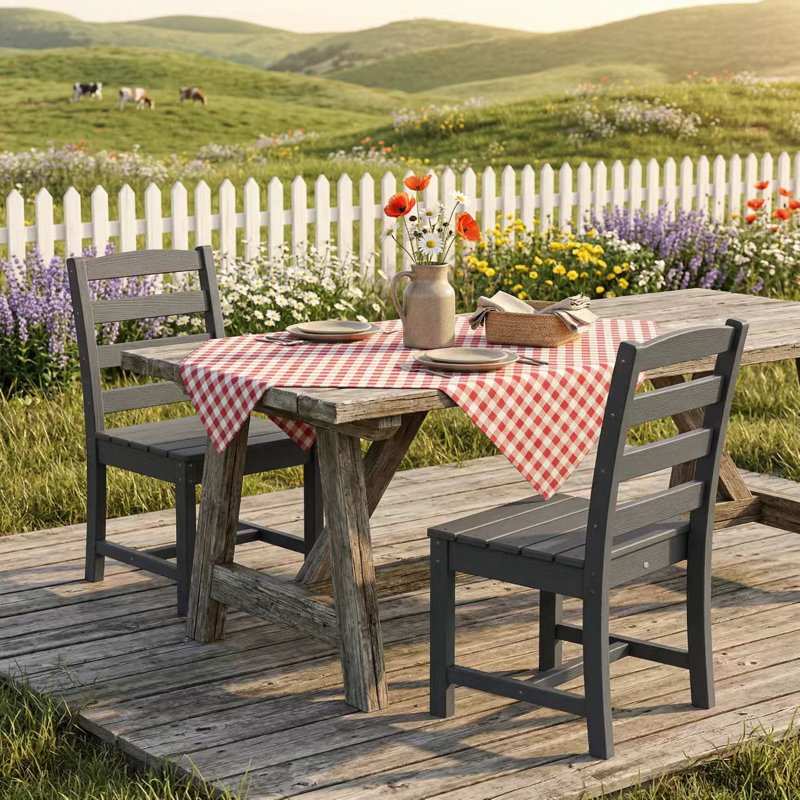 HDPE All-Weather Patio Dining Chair, Gray