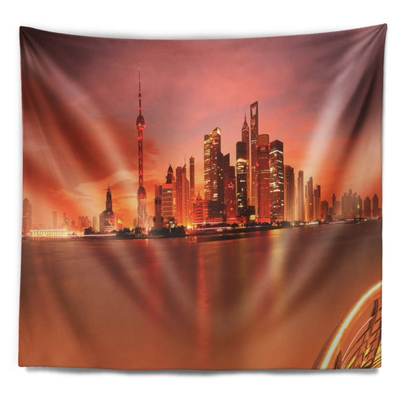 Tapisserie d’horizon cityscape shanghai lujiazui, H 32 po x l 39 po