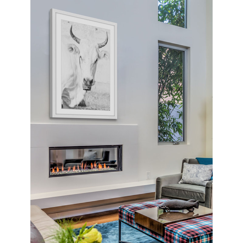 Handmade Black and White Cow Face Framed Canvas Print