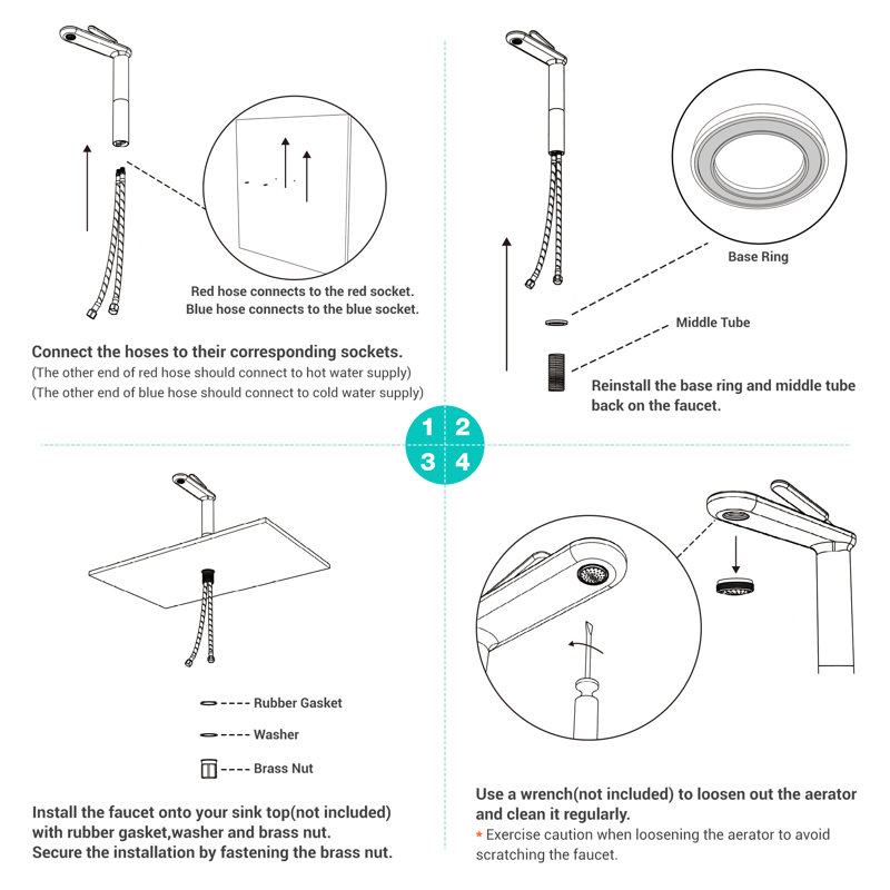 Tall Gold Brass Single Handle Bathroom Faucet