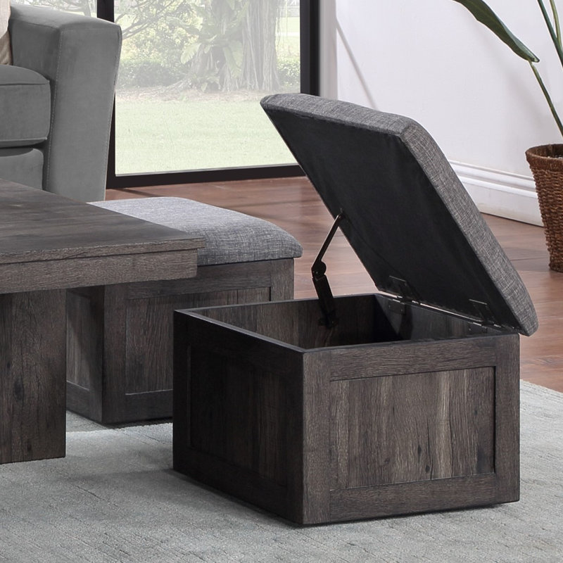 Table basse rustique avec tabourets de rangement, Brun rustique