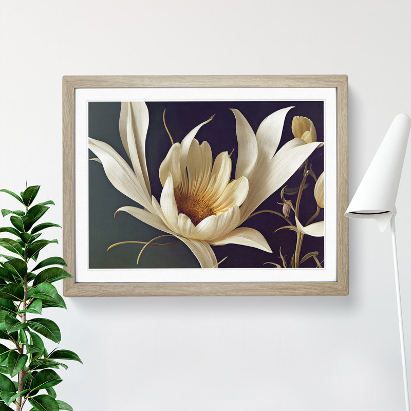 Enviable Flower - Single Picture Frame Print, 25cm H x 34cm W, Oak