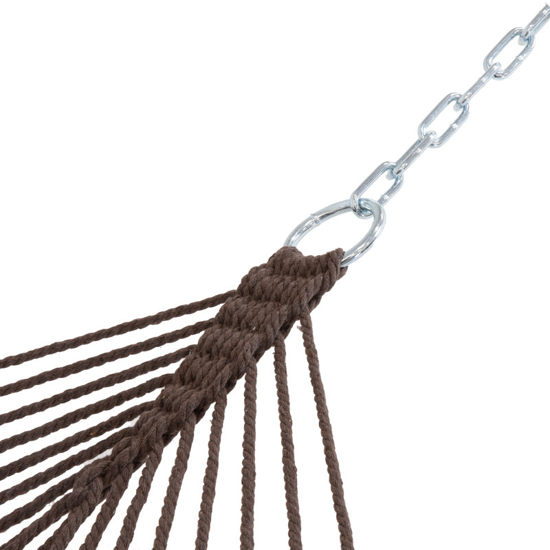 Cotton Rope Spreader Bar Hammock, 450 lb Capacity, Brown
