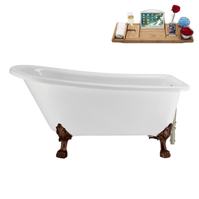 Baignoire sur pattes 58 po, plateau, bonde et pieds à griffes 58 po Streamlin