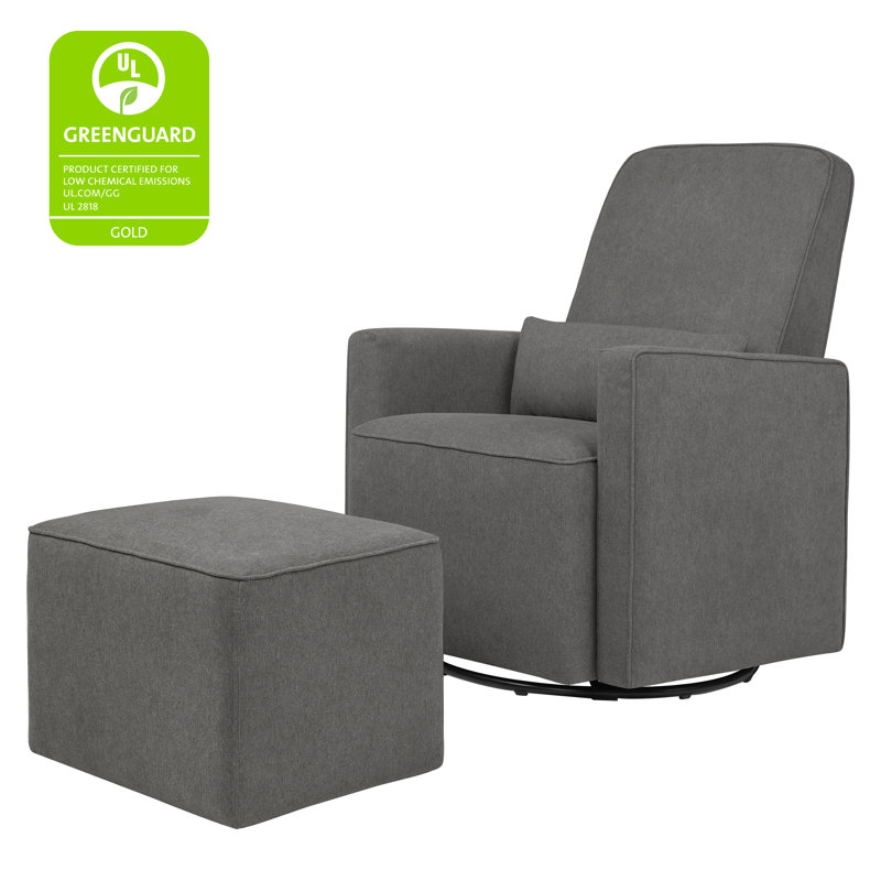 Olive Swivel Glider with Ottoman Dark Gray