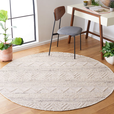 Ardo Hand Woven Wool/Cotton Rug in Ivory/Gray