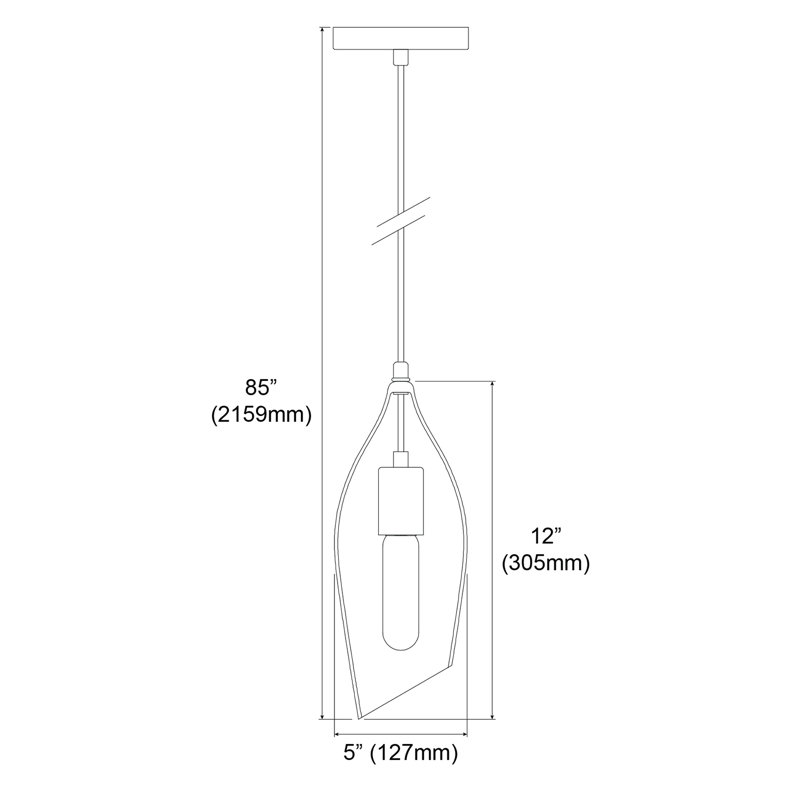 Luminaire suspendu géométrique 1 lumières simple Stoughton, Verre fumé
