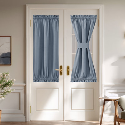  100% Blackout Door Curtain for French Front Door, Privacy Linen Thermal Insulated Window Treament Shade for Bedroom, Window Covering, 1 Panel