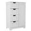 Armoire de rangement autoportante blanche avec tablettes réglables, 4 tiroirs et 1 porte