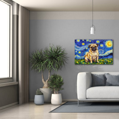 Epic Graffiti 'Pug Starry Night' by Rich Monet Canvas Wall Art, 40" x 26"