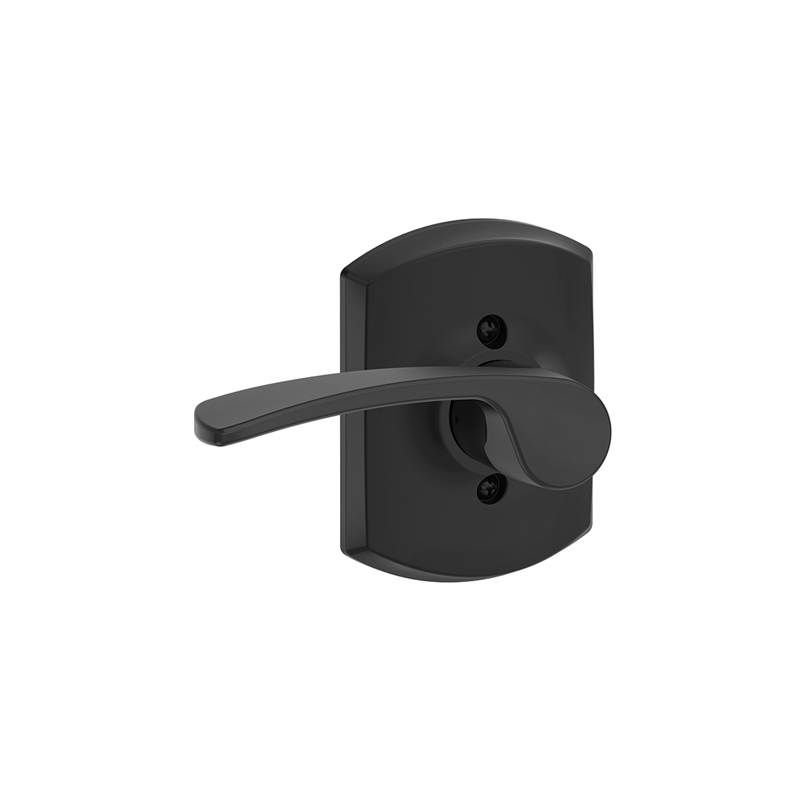 Merano Lever with Greenwich Trim Non-Turning Lock, Left Hand, Matte Black