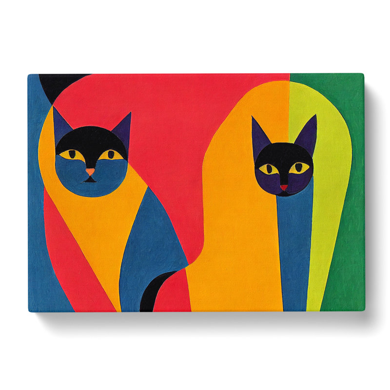 Two Abstract Cats Vol.7 - Wrapped Canvas, 35cm H x 50cm W x 3cm D