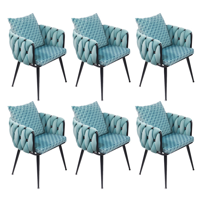 Chaise avec accoudoirs en velours Lazarre, Bleu