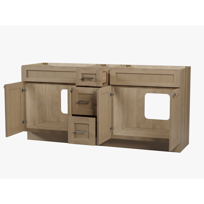 Base de meuble-lavabo double 72 po Disar, Chêne naturel