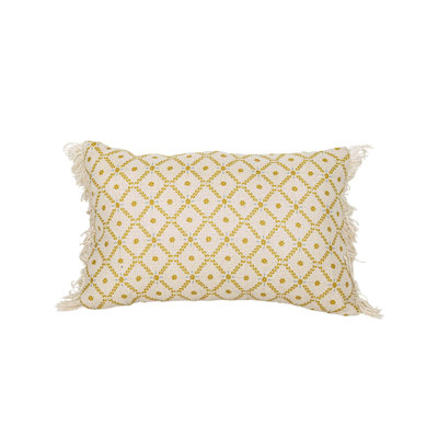Boho Fringed Outdoor Throw Pillow
