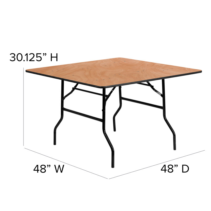 Table de banquet pliante en bois Wofford, H 30,13 po x L 48 po x l 48 po