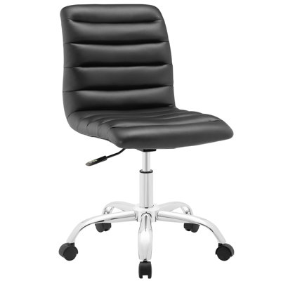 Chaise de bureau à dossier moyen ondulé en vinyle sans accoudoirs Modway