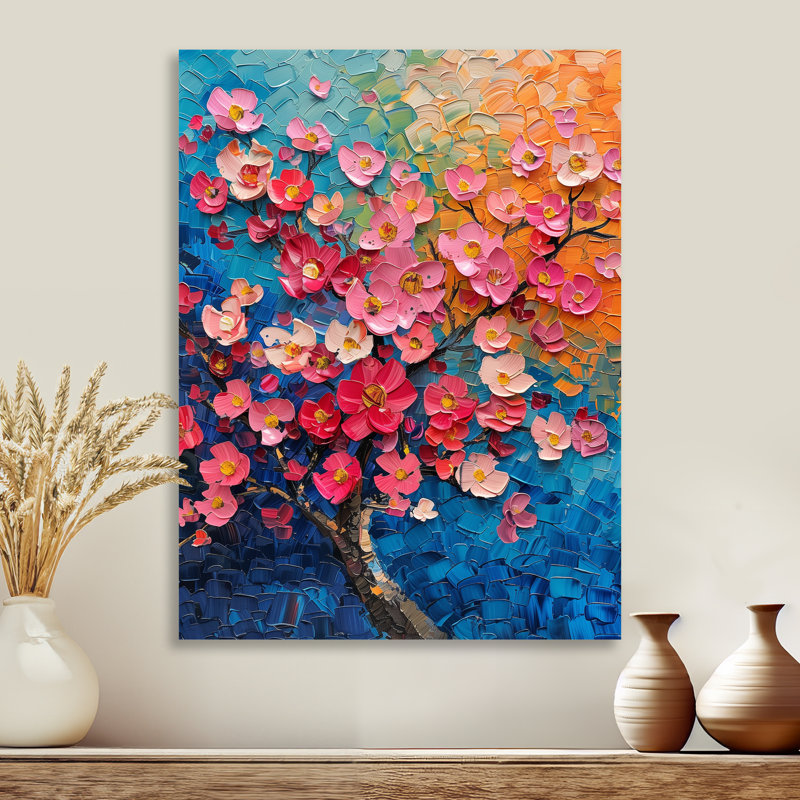 Radiant rose bleu cerisier en fleurs II - impression d'art mural cerisier en fleurs, Métal métal, H 12 po x l 20 po x P 1 po