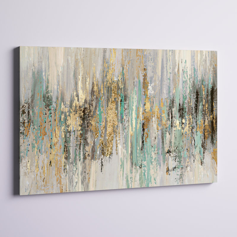 «Dripping Gold I» par Tom Reeves - reproduction imprimée, Toile tendue, H 12 po x l 18 po, Sans cadre