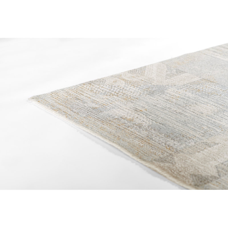 Bungalow Rose Vaniyah Traditional Distressed Polyester Blue Area Rug, Rectangle 3'6" x 5'6"