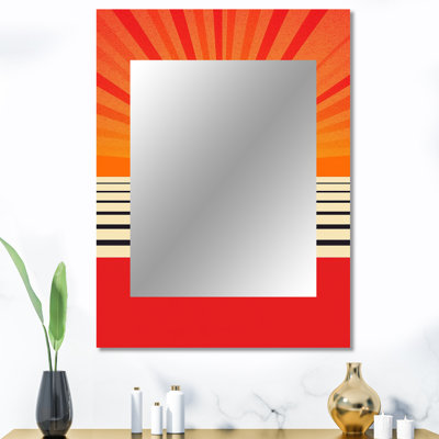 Minimal géométrique orange Bold Sunset VI - grand miroir mural géométrique, miroir décoratif orange, impression d'art en métal