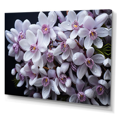 Lavande, neige, hiver, fleur sur toile