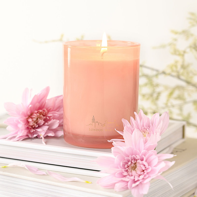 Scented Jar Candle with Glass Holder, Light Pink