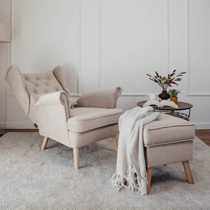 Upholstered Armchair, Beige