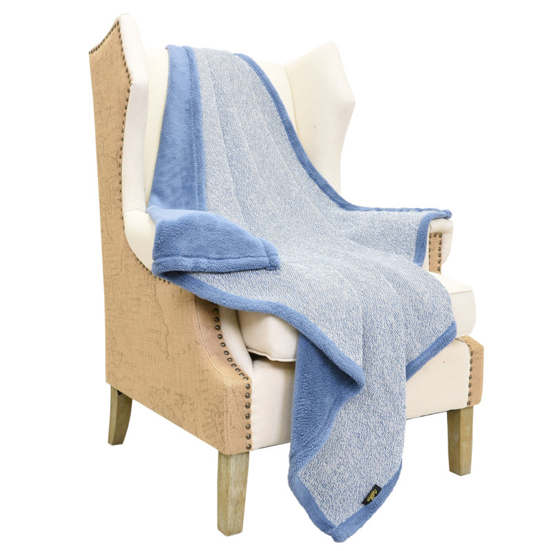 Catalonia Blue Reversible Sherpa Fleece Throw Blanket 50x60 Inches