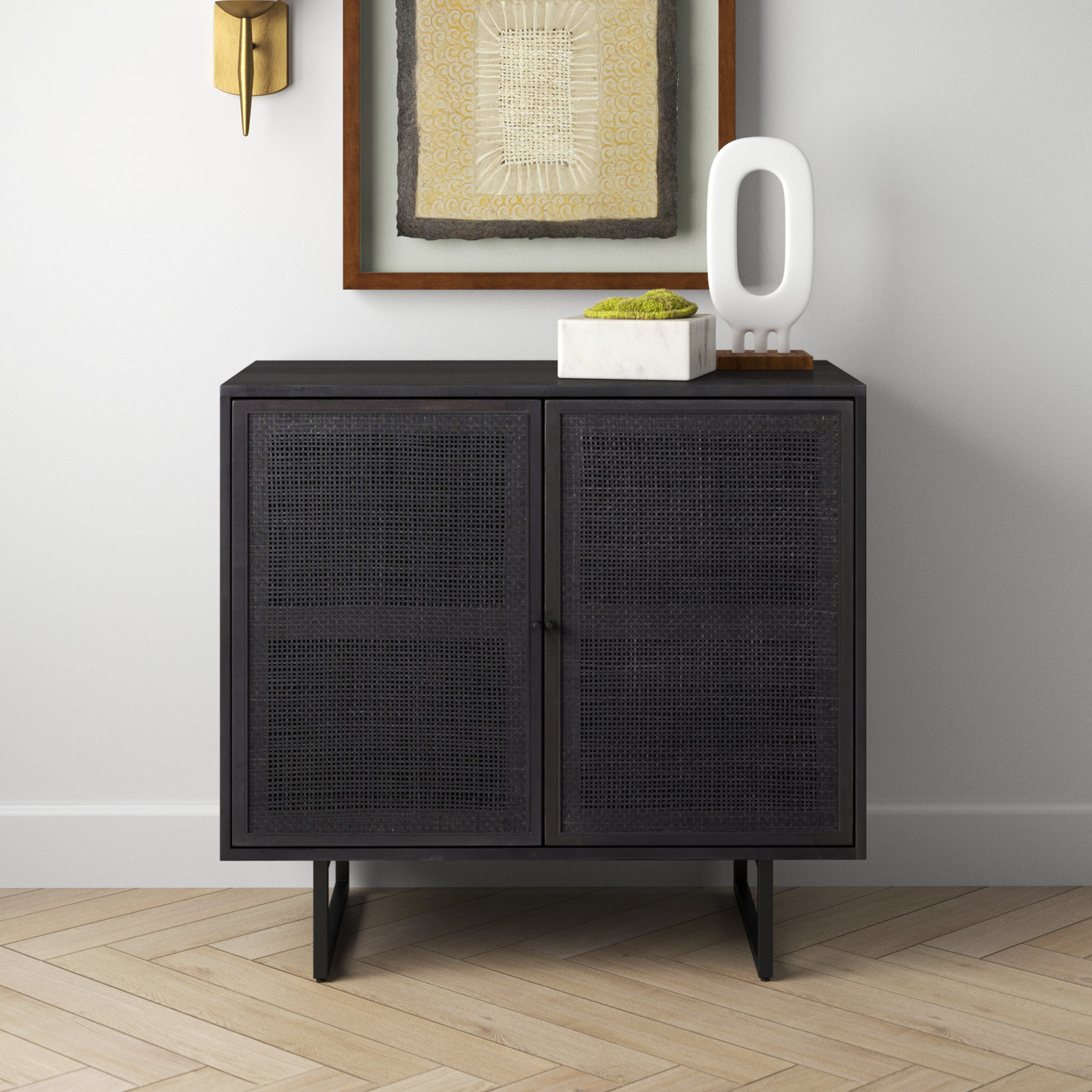 Jensi Solid Wood Storage Cabinet, Black