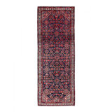One-of-a-Kind 3'6'' x 9'11'' 1920s Area Rug in Navy Blue/Rust