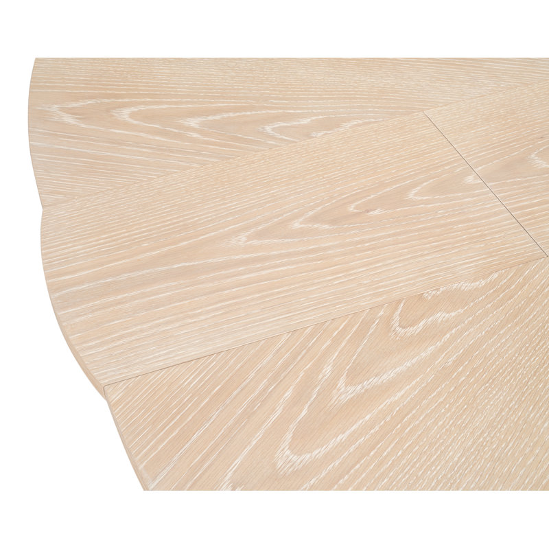 Tower Round Solid Oak Dining Table, Bleached Oak/Hammered