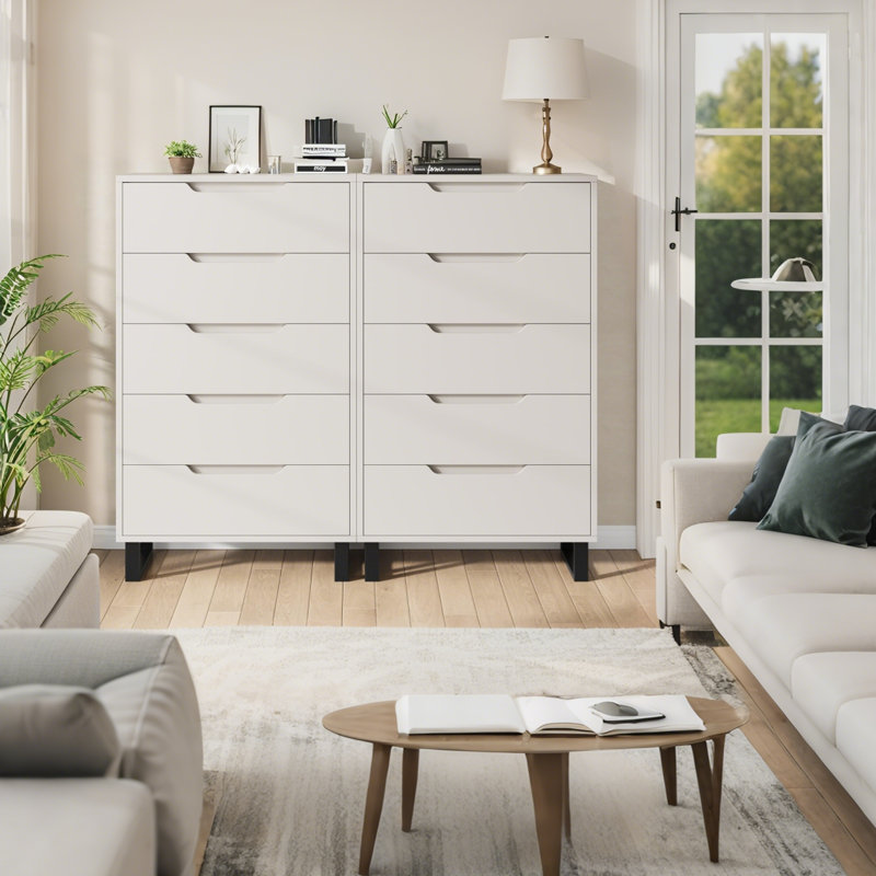 88.9cm W 5 - Drawer Chest of Drawers, White
