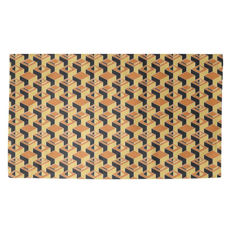Gratte-ciels jaune Tapis décoratif, Rectangle de 2 pi x 3 pi