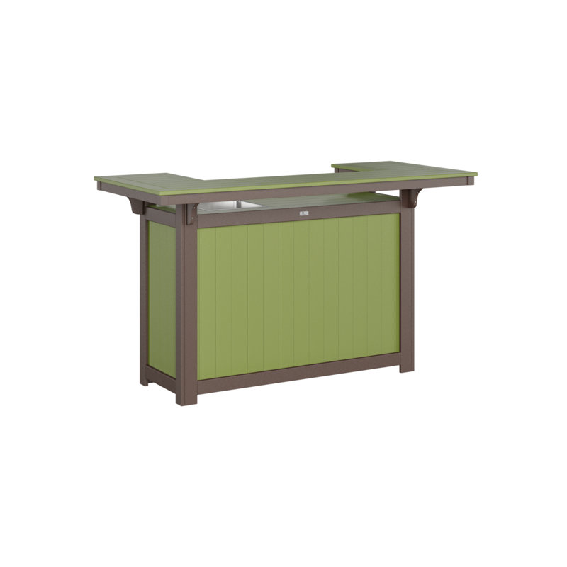 Outdoor Rectangle Bar Table, Kiwi Green, Chocolate Brown