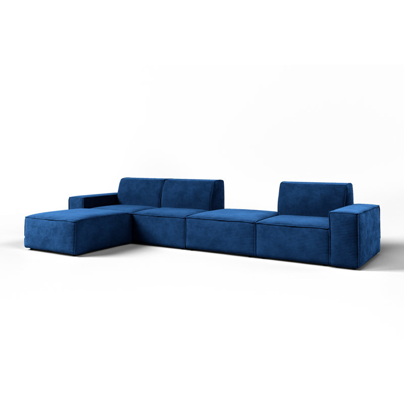 Burkittsville 5 Seater Corner Sofa , Navy Blue, Left Hand Facing