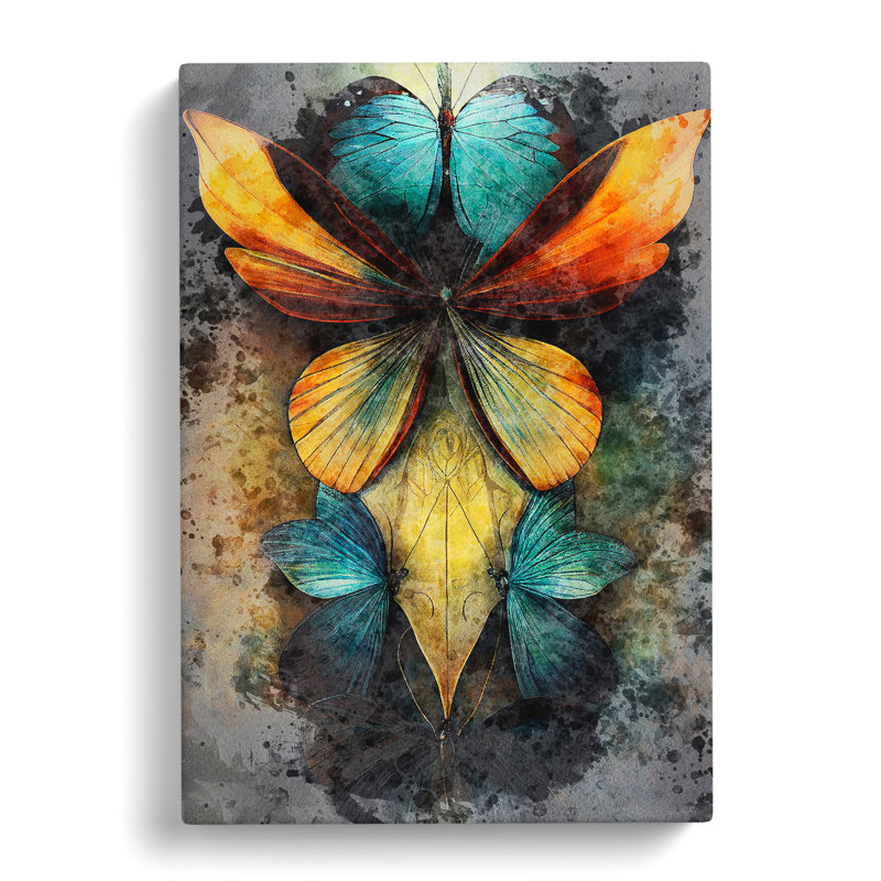 Butterflies In Watercolour No.2 - Wrapped Canvas, 60cm H x 40cm W x 3cm D