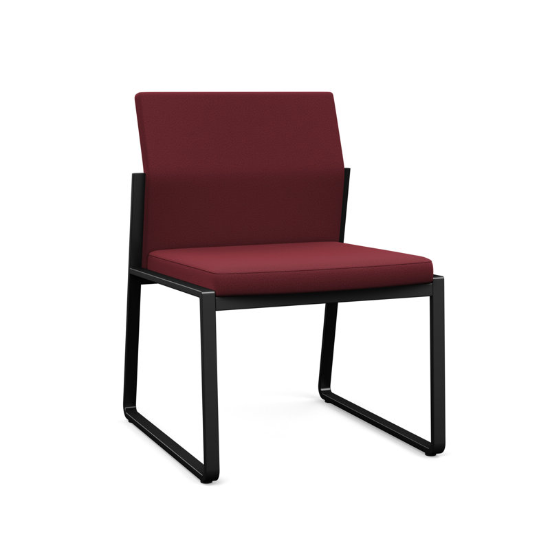 Chaise d'invité sans accoudoirs Gansett, Tissu vin ouvert, Noir