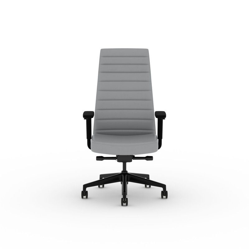 HON Cofi Executive High Back Chair, Advanced Synchro-Tilt with Seat Slider, Standard Cylinder, Adjustable Arms, Contourett Vinyl with Matching Channel Stitching, Black Base, Steel