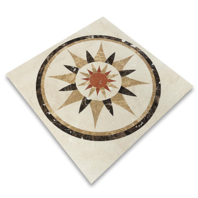 36.22 in. x 36.22 in. Marble Decorative Accent