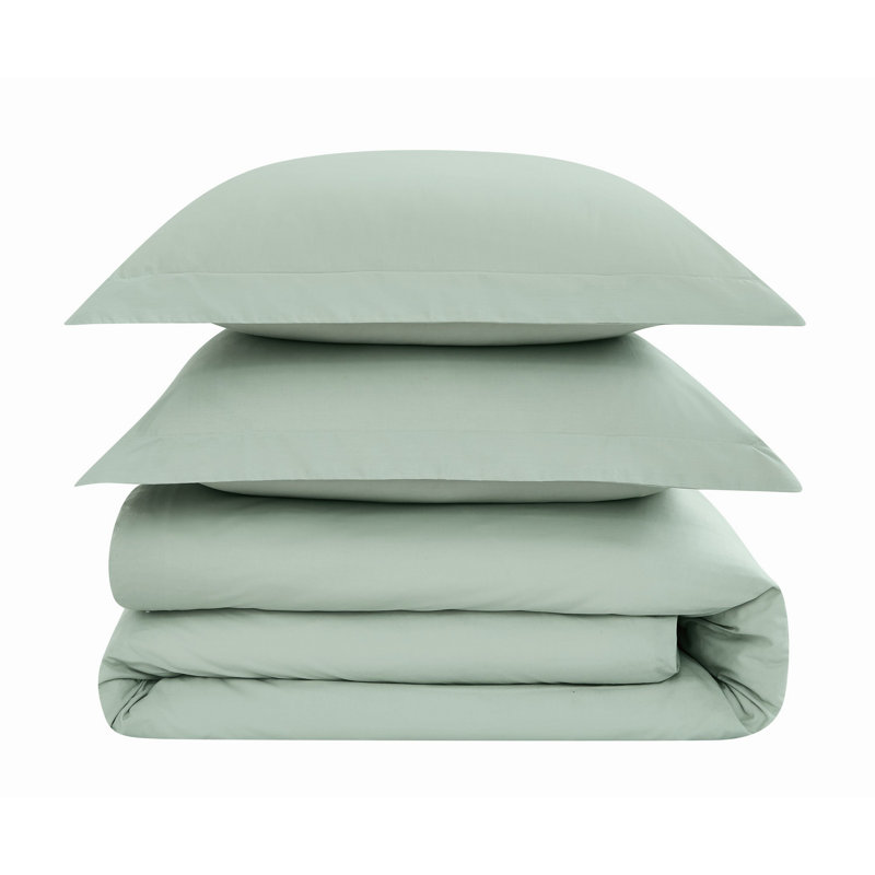 Brooklyn Loom Classic Cotton Duvet Sets, King Duvet Cover + 2 King Shams, Green