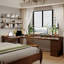 Bureau en bois massif brun en forme de L avec 3 tiroirs-108772266-108772264