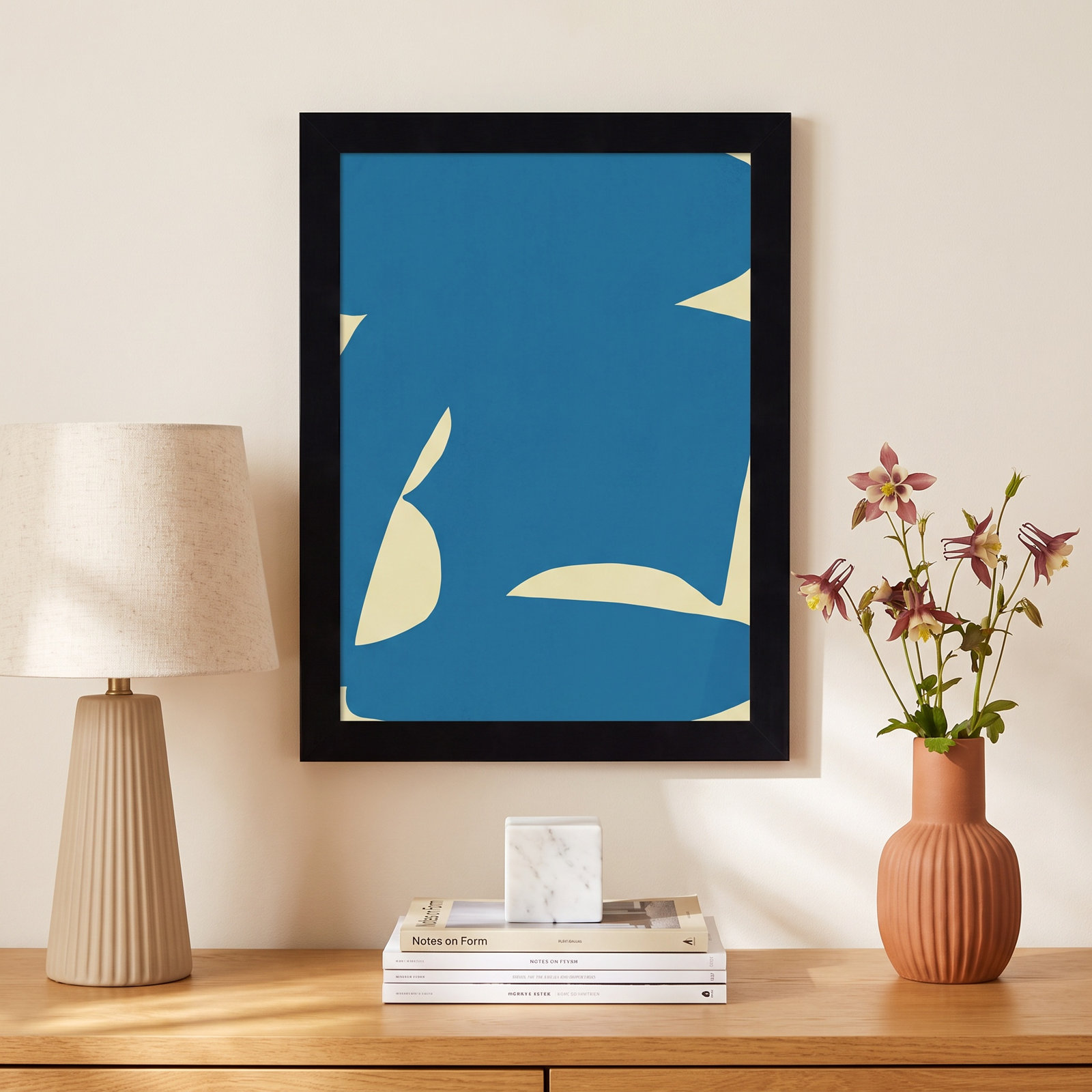 B Cut Out in Blue Print by Little Dean, Black, 13" H x 10" W