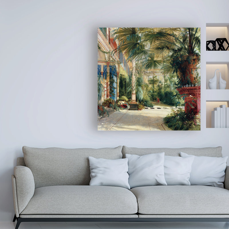 Reproduction d’art sur toile tendue « The interior of the Palm House » par Carl Blechen, H 14 po x l 14 po x P 2 po