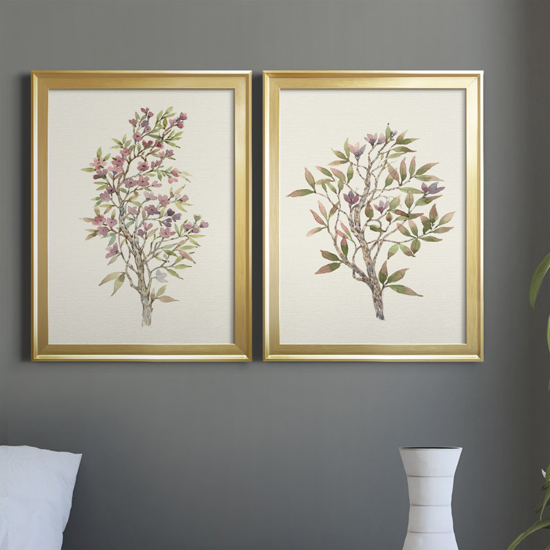 «Twig Study I», ensemble de 2 impressions sur toile encadrées, H 42,5 po x l 30,5 po x P 1,25 po, Cadre doré