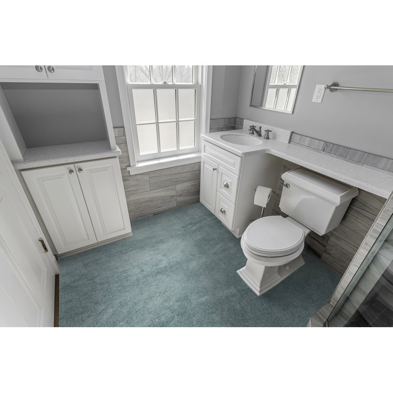 Tapis pour salle de bain en nylon avec envers antidérapant, L 60 po x L 72 po, Bleu clair