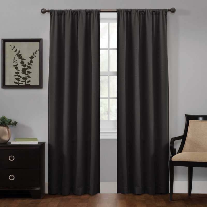 Kohan Curtain Single Panel, 50" W x 84" L, Black